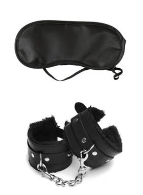 2pcs PU Leather Sex Handcuffs with Eye Mask Sex Toys for Cou