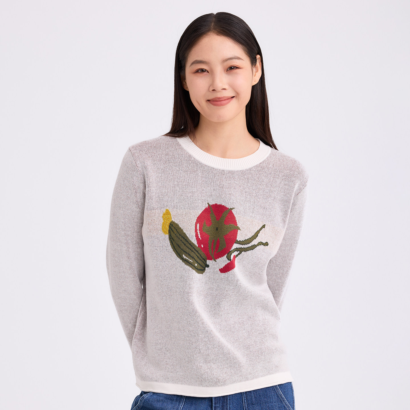 无色无味【有趣主义】针织衫女2026春上新纯棉打底衫长袖气质上衣