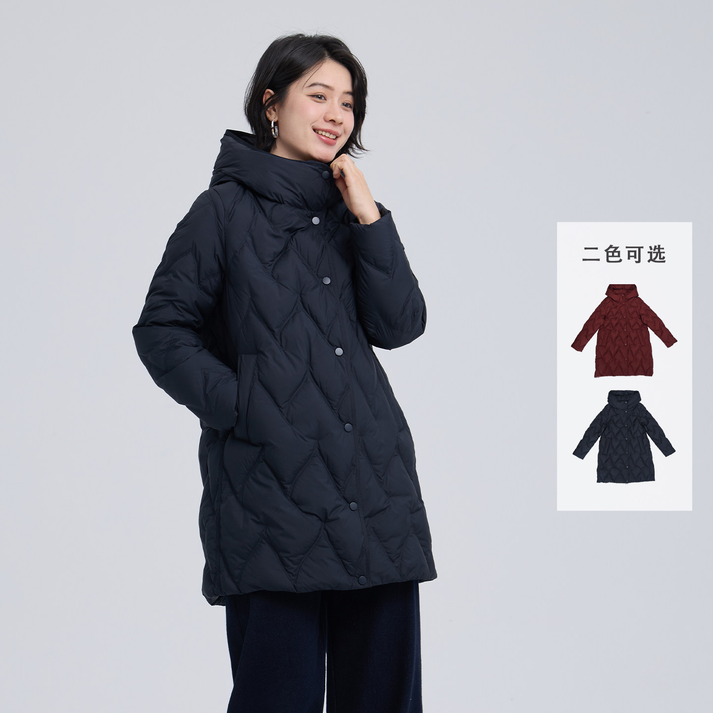 无色无味女中长款休闲羽绒服外套