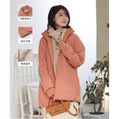 无色无味冬季 菱格纹宽松编织拼接设计风棉衣保暖棉服秋冬棉外套女