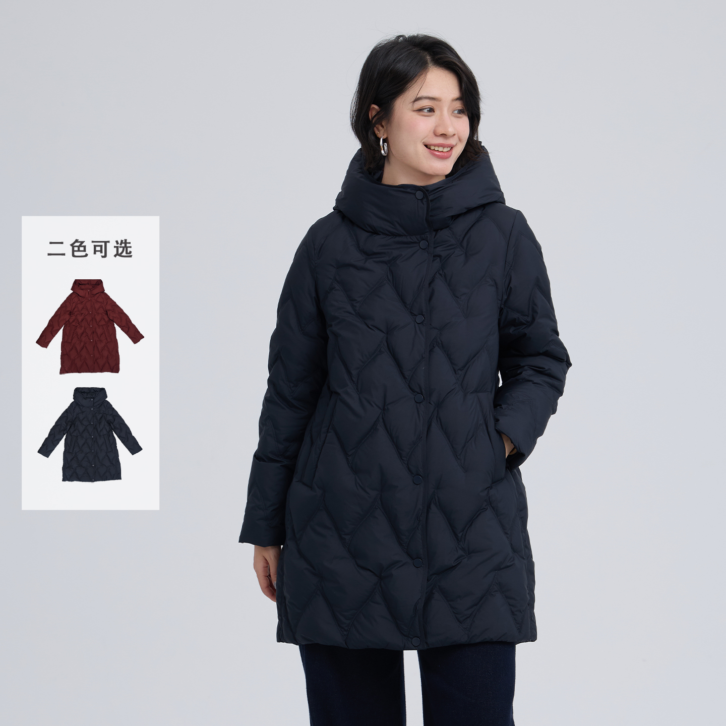 无色无味女中长款休闲羽绒服外套