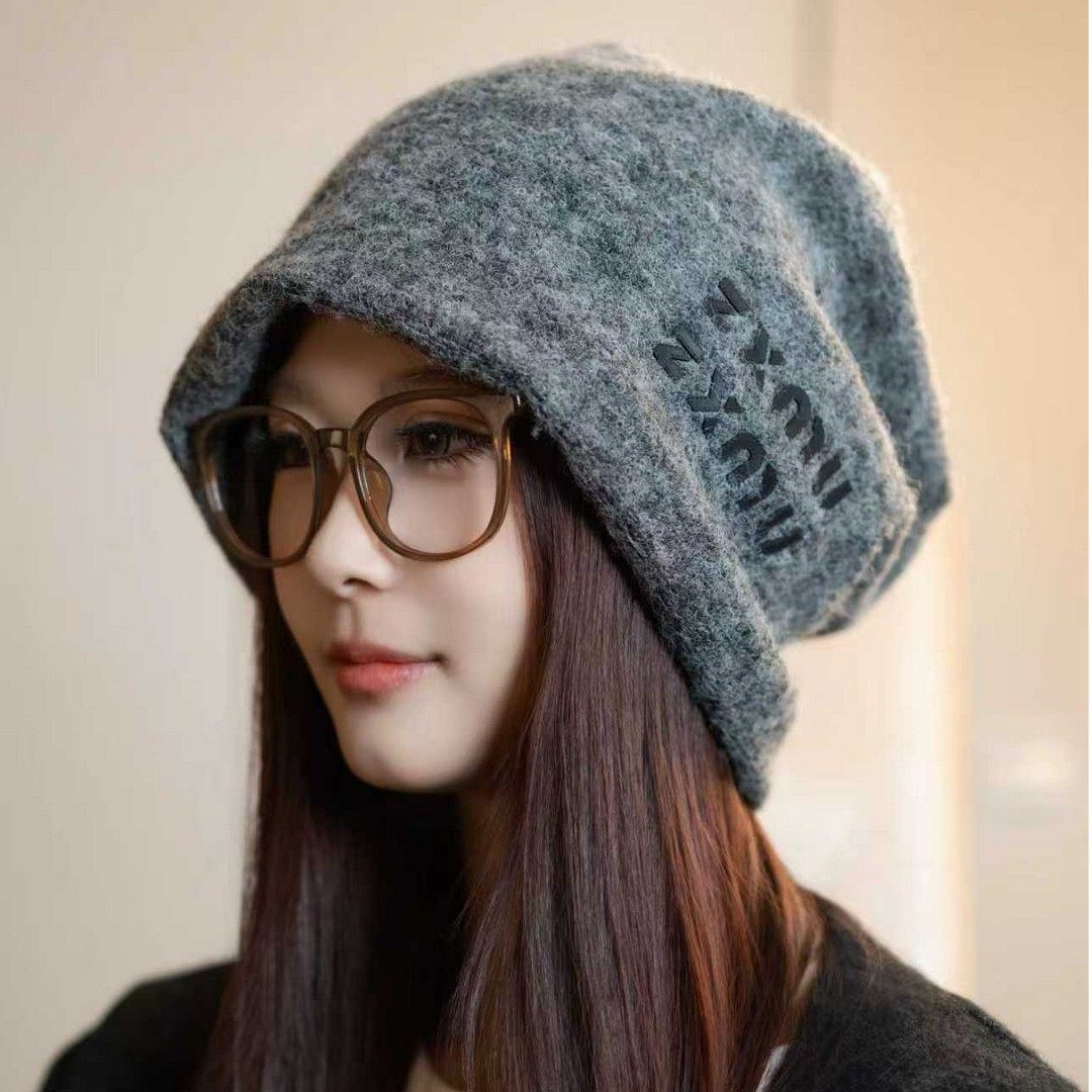 高级感网红堆堆帽大头围灰色帽子韩版慵懒风百搭款帽子ZTLY-Aria