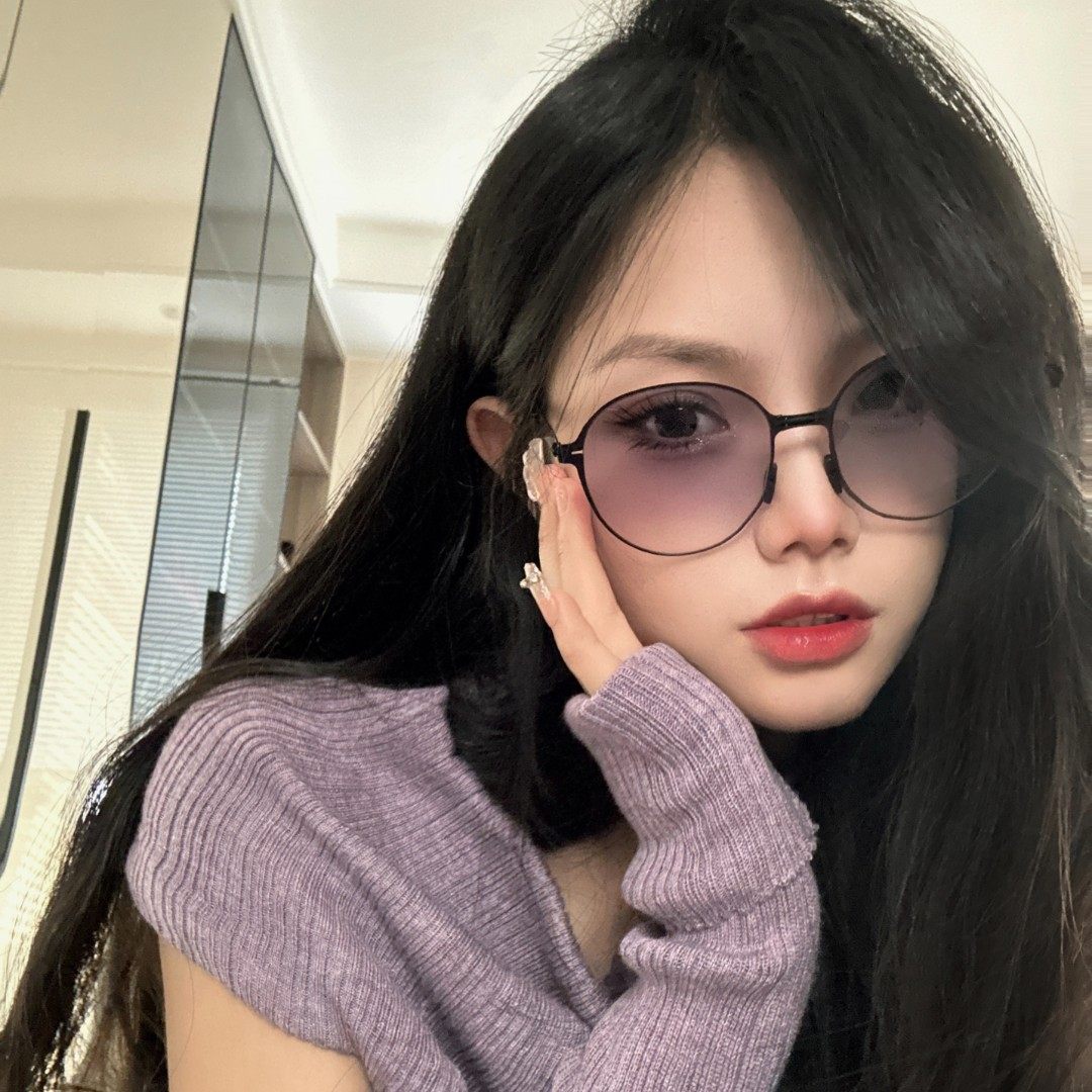 智凡帽搭配金属F03折叠复古墨镜女潮渐变防紫外线素颜眼镜网红款