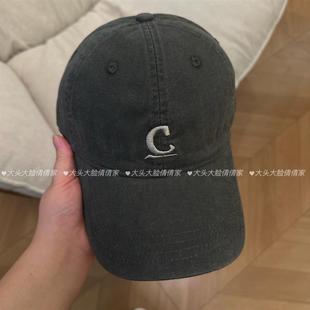 大头大脸倩倩家早秋新款简约C字母棒球帽女大头围55-65cm韩版男女