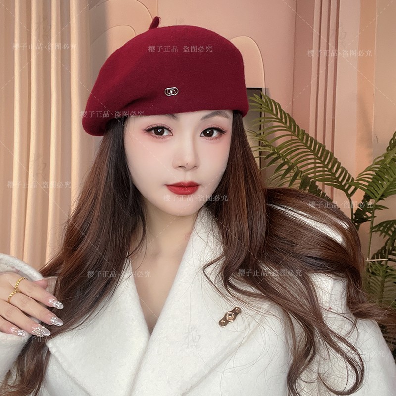 樱子轻奢服饰【颜雪】高定设计秋冬羊毛贝雷帽气质女士保暖帽子潮