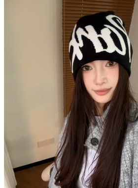 金大发耶A078秋冬冷帽秋冬季百搭针织帽圆顶帽子运动休闲字母帽子
