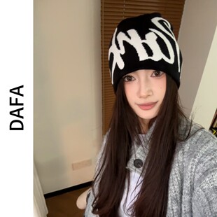 金大发耶A078秋冬冷帽秋冬季百搭针织帽圆顶帽子运动休闲字母帽子