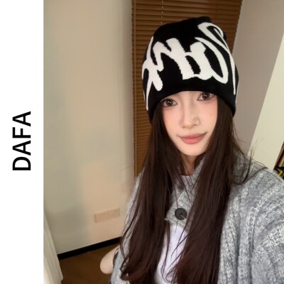 金大发耶A078秋冬冷帽秋冬季百搭针织帽圆顶帽子运动休闲字母帽子