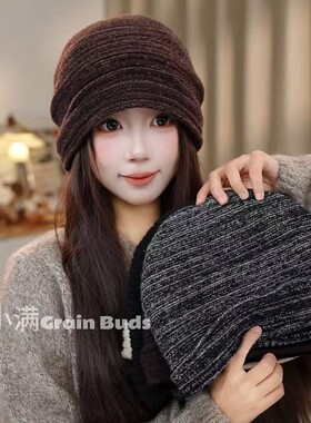 张小满【100%羊毛卷檐堆堆帽】自带褶皱新款保暖针织冷帽日系E-15