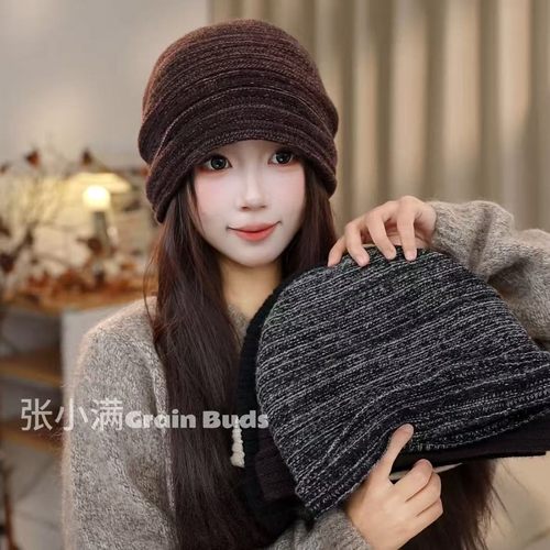 张小满【100%羊毛卷檐堆堆帽】自带褶皱新款保暖针织冷帽日系E-15