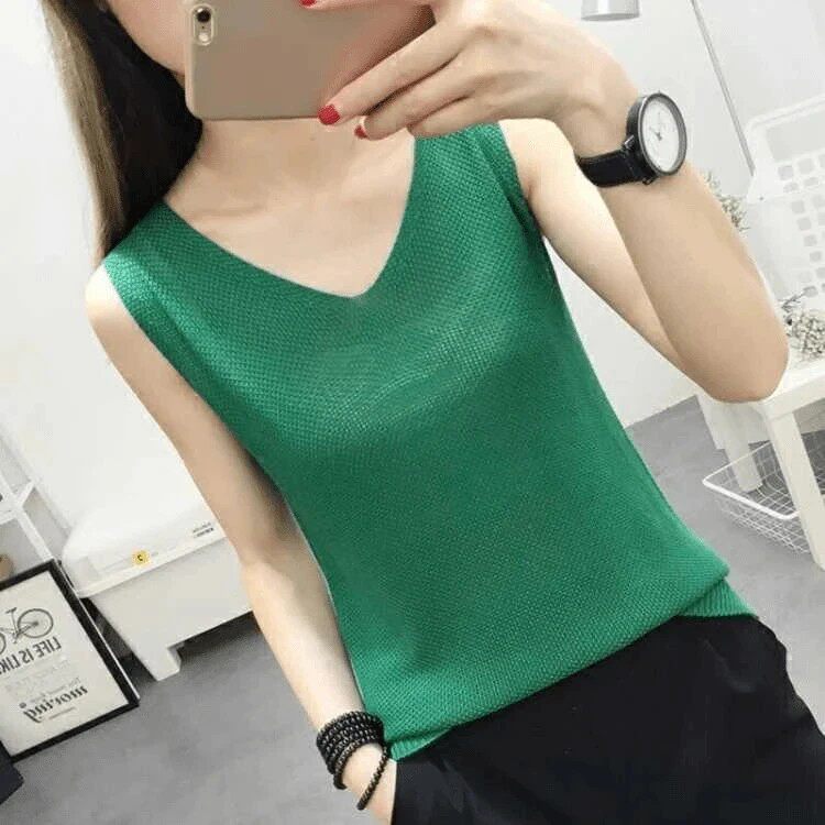 芭良优选70-200斤宽松遮肚子显瘦针织凉感背心外穿打底衫妈妈装女