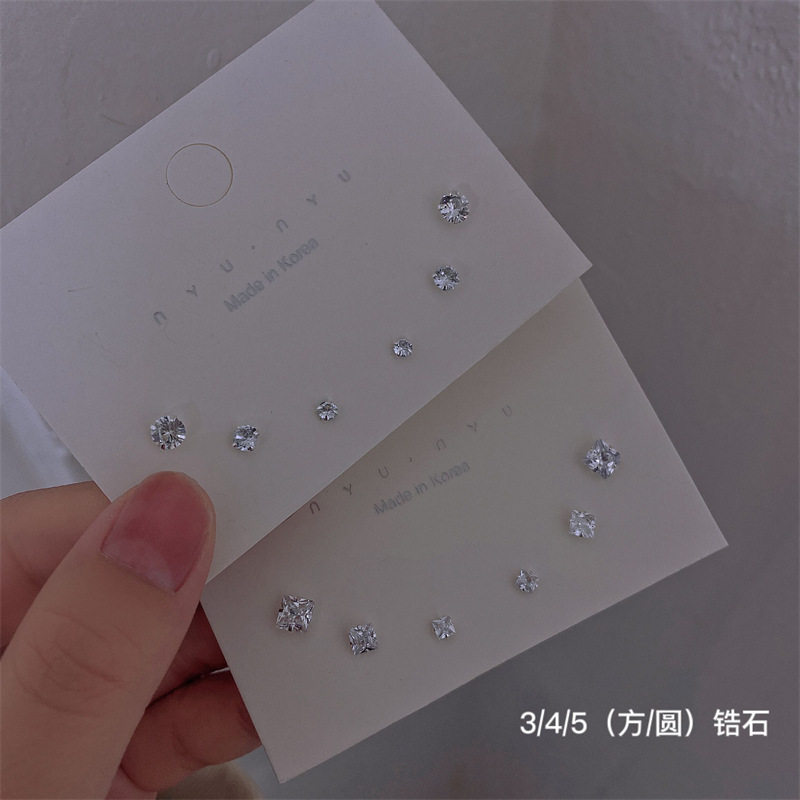百搭几何锆石耳钉简约小耳钉