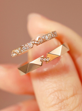 纸短情长情侣戒指男女一对