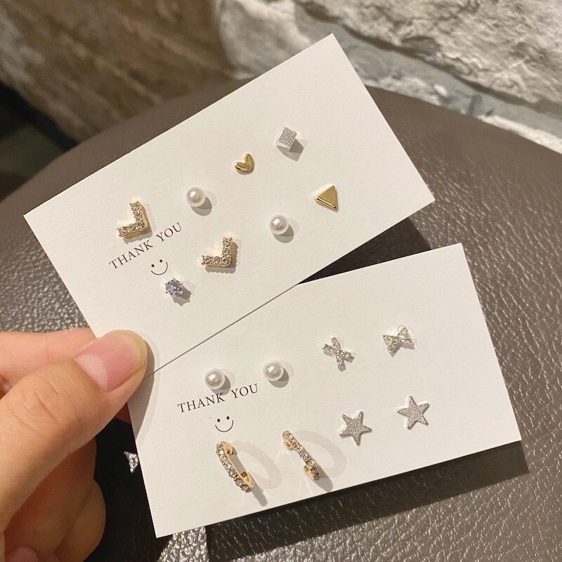简约女小巧冷淡风耳钉套装