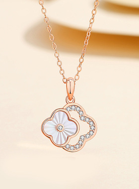 双层四叶草项链女韩版