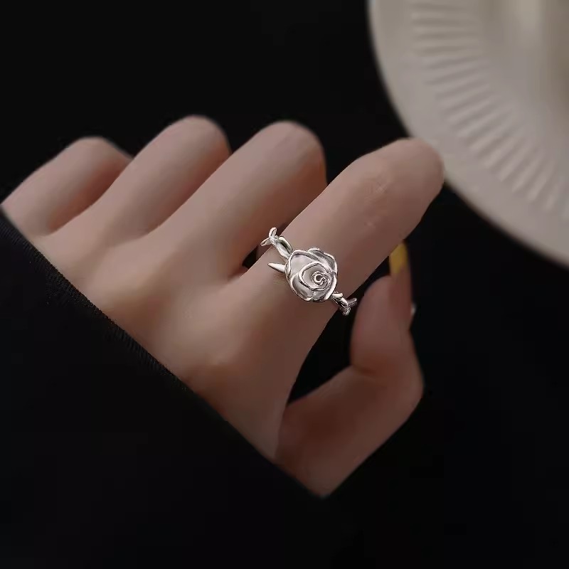 立体玫瑰花戒指女时尚小