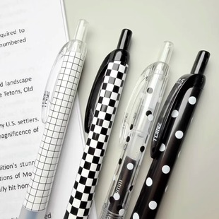 TOME图米黑白几何波点按动笔ins风高颜值学生刷题中性笔黑色0.5