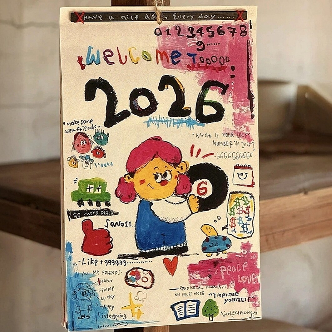 2026年小女孩童趣涂鸦挂历