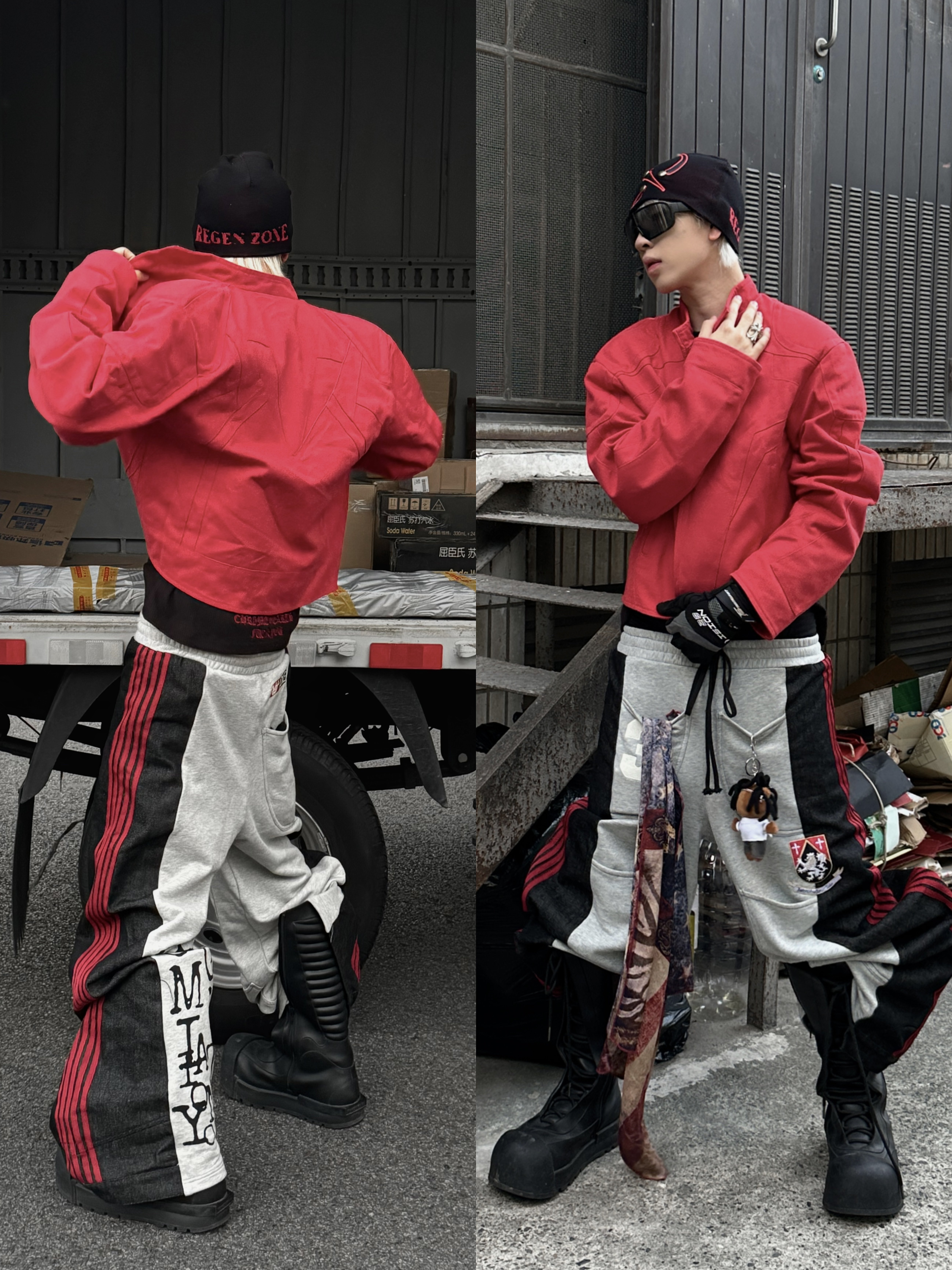 CAXx  致敬阿基拉kanye红色多裁片机车夹克Red motorcycle jacket