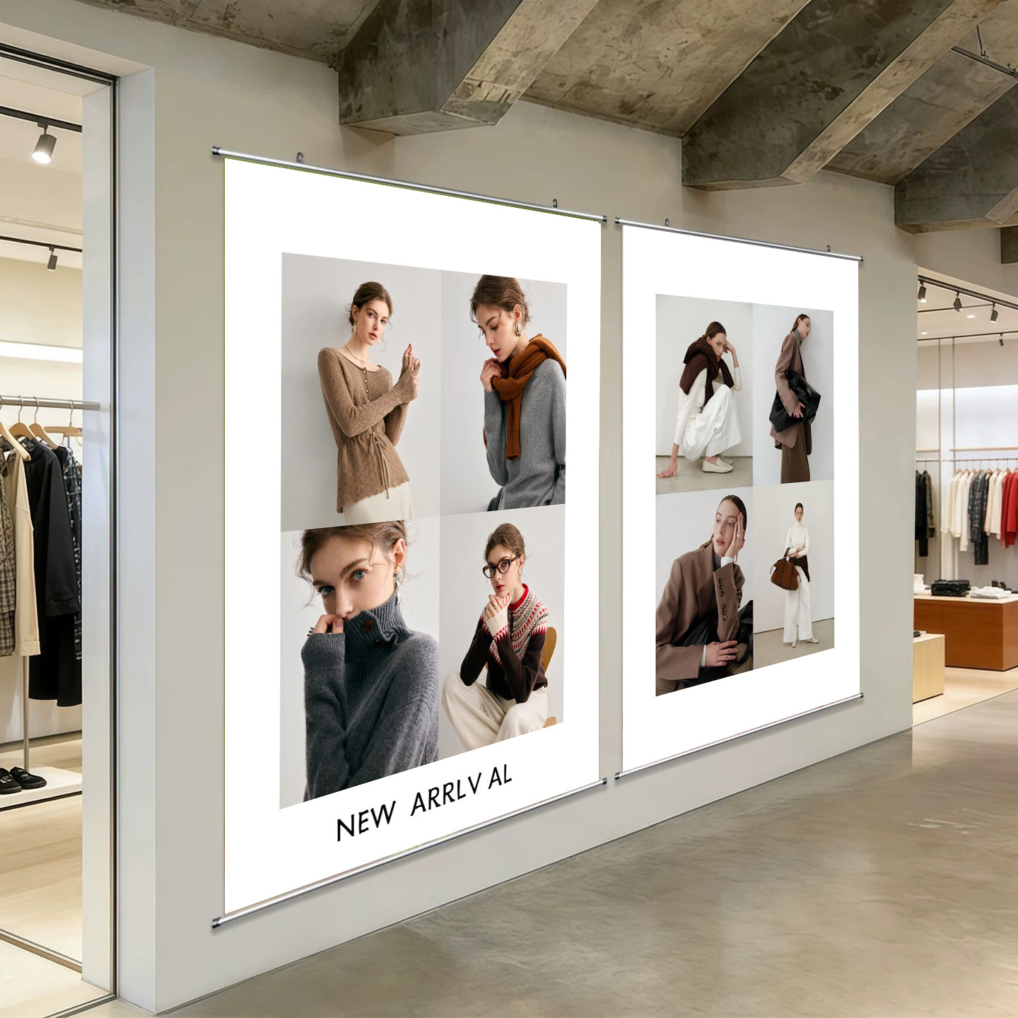 服装店海报氛围感布置打印广告画挂画高级海报卷轴时尚橱窗装饰画图片