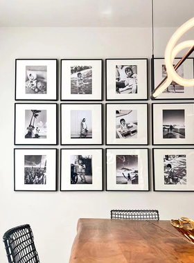 高级感相框挂墙定制照片摄影相片墙打印黑色铝合金定制博物馆画框