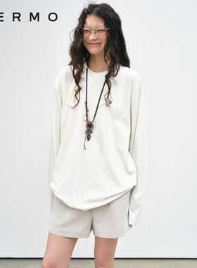 VERMO 坠入柔软与舒适 天丝棉 百搭慵懒有型打底小圆领长袖T恤