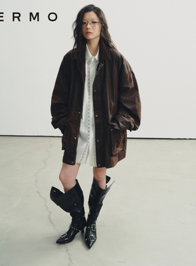 VERMO 记录自己的使用痕迹 复古纸感油蜡布谷仓夹克外套