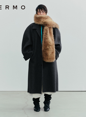 VERMO 立体裁剪复古圆肩廓形挺括加密抗风高支羊毛双面呢大衣外套