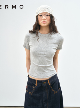VERMO 柔软舒适 经典易穿 弹力修身多色短袖T恤上衣