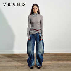 VERMO 经典实用 舒适柔软天丝羊毛堆领高领长袖打底衫