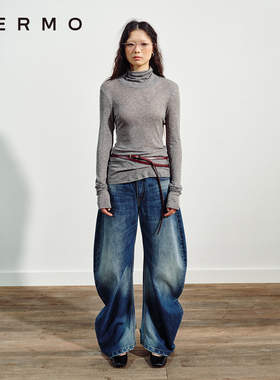 VERMO 经典实用 舒适柔软天丝羊毛堆领高领长袖打底衫