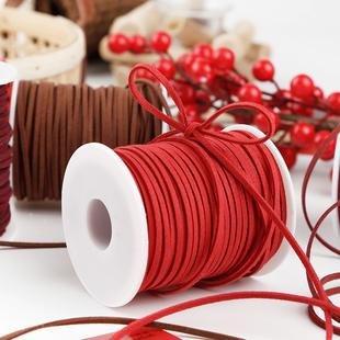 新年礼物礼盒红绳丝带红色鹿皮绳绒绳装饰彩带蛋糕盒绑带麻绳挂件