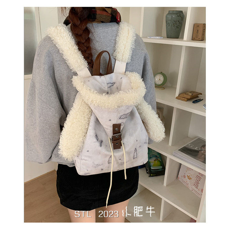 新款大容量可爱背包小众毛毛包