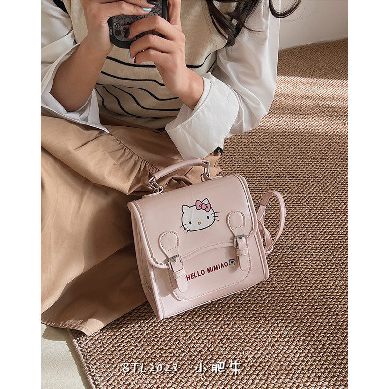 韩版网红KT猫粉色双肩包包女2026新款可爱卡通迷你背包百搭小书包