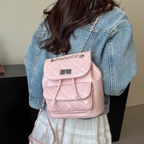 大学生百搭ins大容量粉色背包