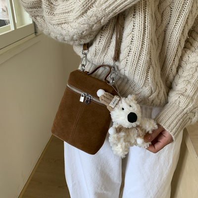 肩斜挎小包麂皮绒手机包