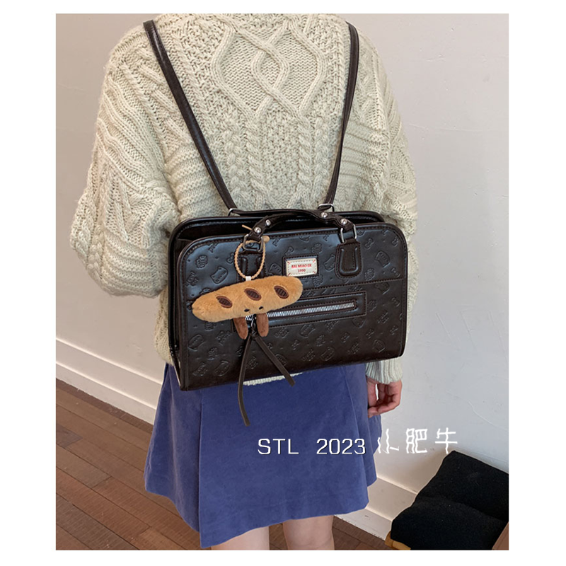 网红韩系卡通印花双肩包包女大容量学院风多功能通勤背包托特包