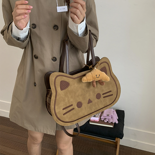 网红可爱猫咪书包女2025新款复古大容量小众超火多功能双肩包包女