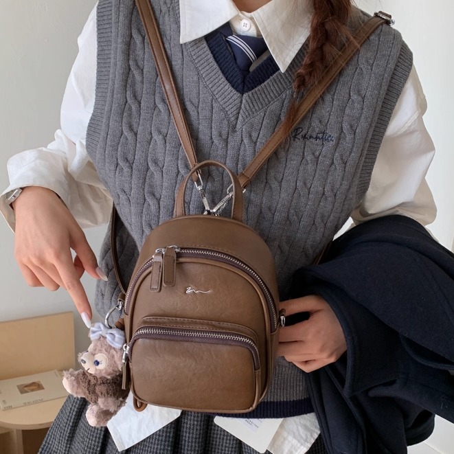 超火网红复古迷你学院风双肩包女2025新款韩版百搭休闲背包小书包