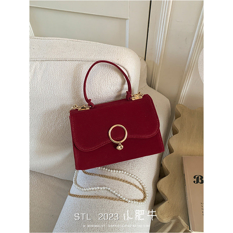 复古小众红色婚礼手提包包女中国风新娘包洋气伴娘包腋下包斜挎包