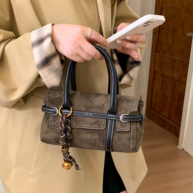 法式复古麂皮绒小方包包女2025新款潮百搭手提包高级感单肩斜挎包,箱包皮具/热销女包/男包,通用款女包,淘宝优惠券,粉丝福利购,淘宝优惠卷