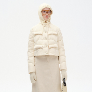 珍珠白圈圈肌理箱型曲线羽绒服 新款 N·MORE设计师品牌 冬季