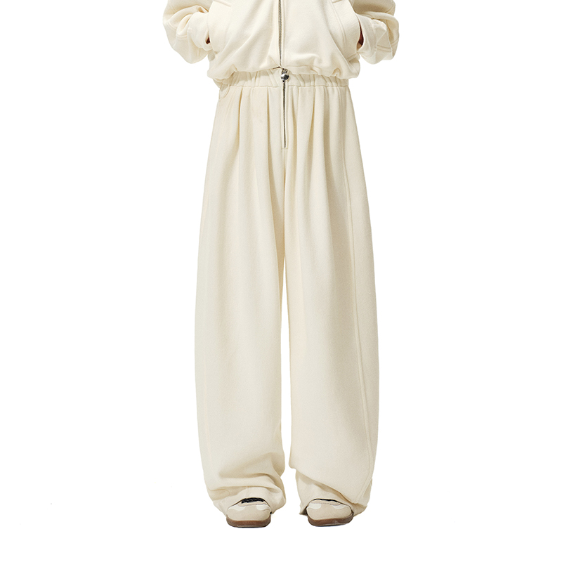 N·MORE设计师品牌 羊毛混纺多褶裥休闲针织卫裤