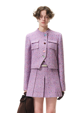 N·MORE设计师品牌 【李雪琴同款】 紫色短款小香风女外套