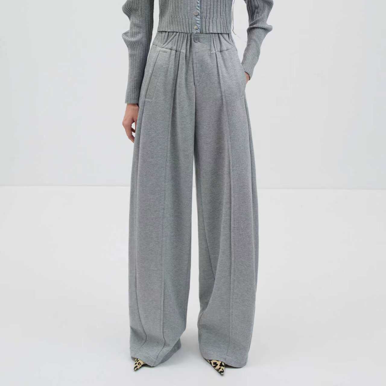 NMORE设计师品牌 25秋季新款 冰川蓝松紧腰褶裥卫裤