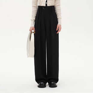 长裤 秋冬斜搭门高腰直筒裤 女 高卿尘同款 N·MORE设计师品牌