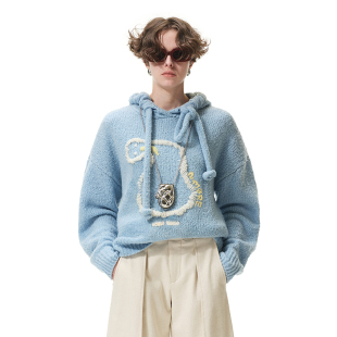 【尚雯婕同款】N·MORE设计师品牌 秋冬慵懒松弛感宽松连帽厚毛衣