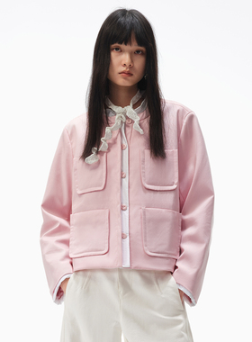 NMORE设计师品牌 26春季新品 芭比粉新中式薄棉上衣