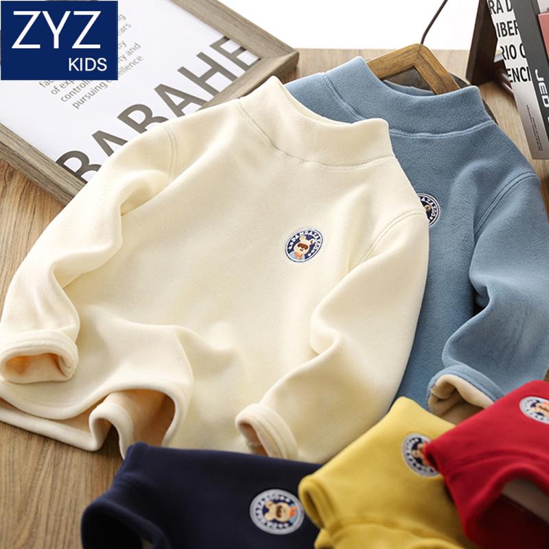 男童秋冬加绒加厚双面绒打底衫潮