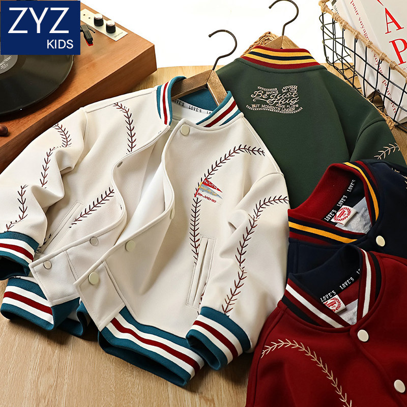 男童秋装棒球服外套洋气酷帅潮流图片